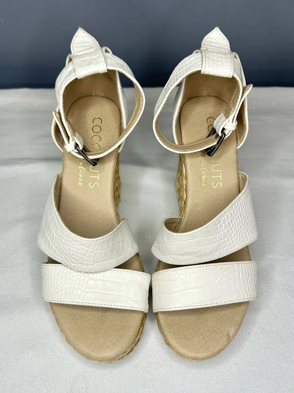 Coconuts By Matisse Mickie Sandals Womens 9 / 40 White Croc Espadrille Wedge